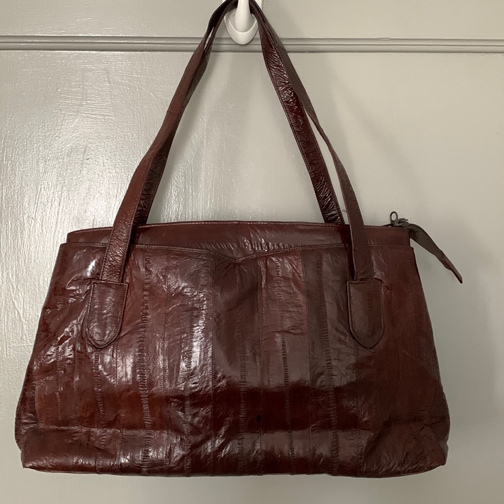 Vintage eel skin handbag purse, classic, artisan, 60s